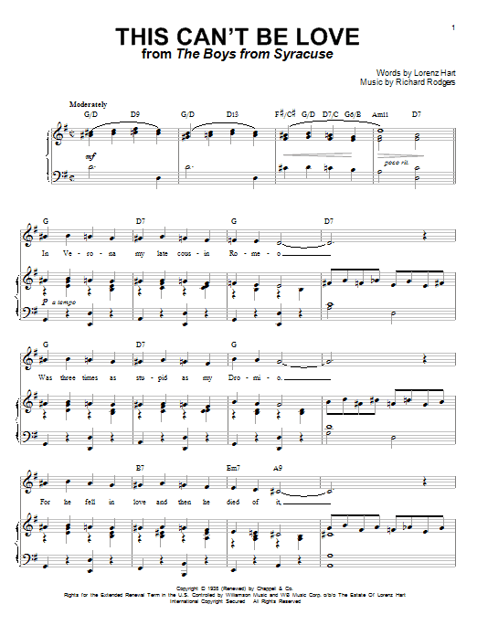 Rodgers & Hart This Can't Be Love Sheet Music Notes & Chords for French Horn - Download or Print PDF