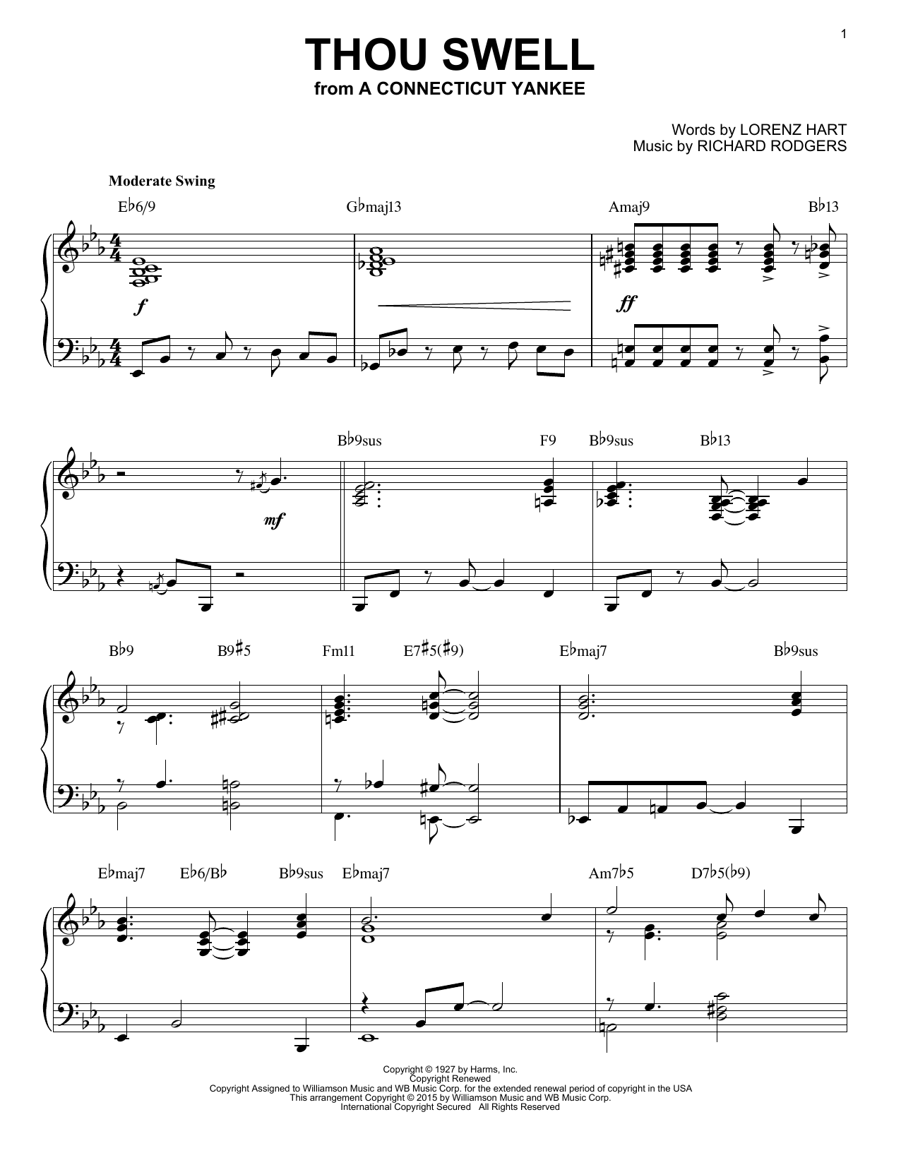 Rodgers & Hart Thou Swell [Jazz version] (arr. Brent Edstrom) Sheet Music Notes & Chords for Piano - Download or Print PDF