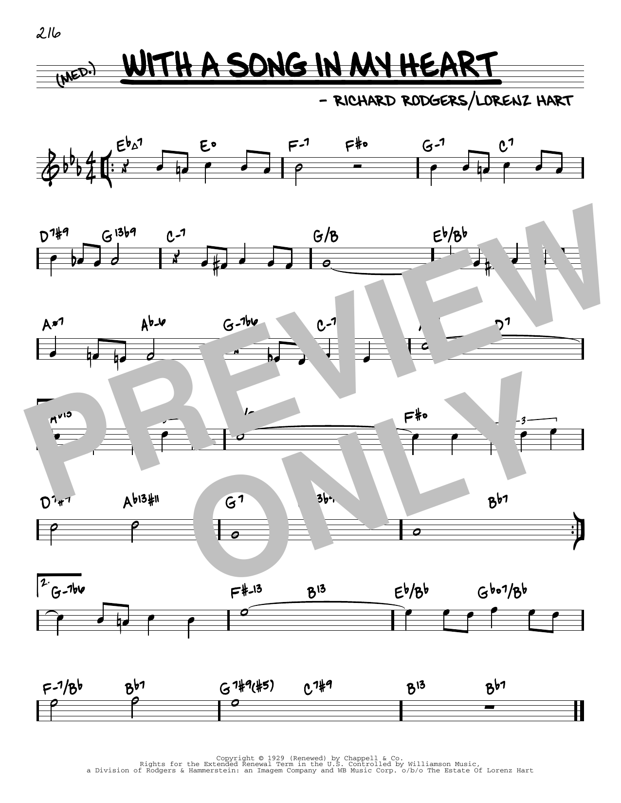 Rodgers & Hart With A Song In My Heart (arr. David Hazeltine) Sheet Music Notes & Chords for Real Book – Enhanced Chords - Download or Print PDF