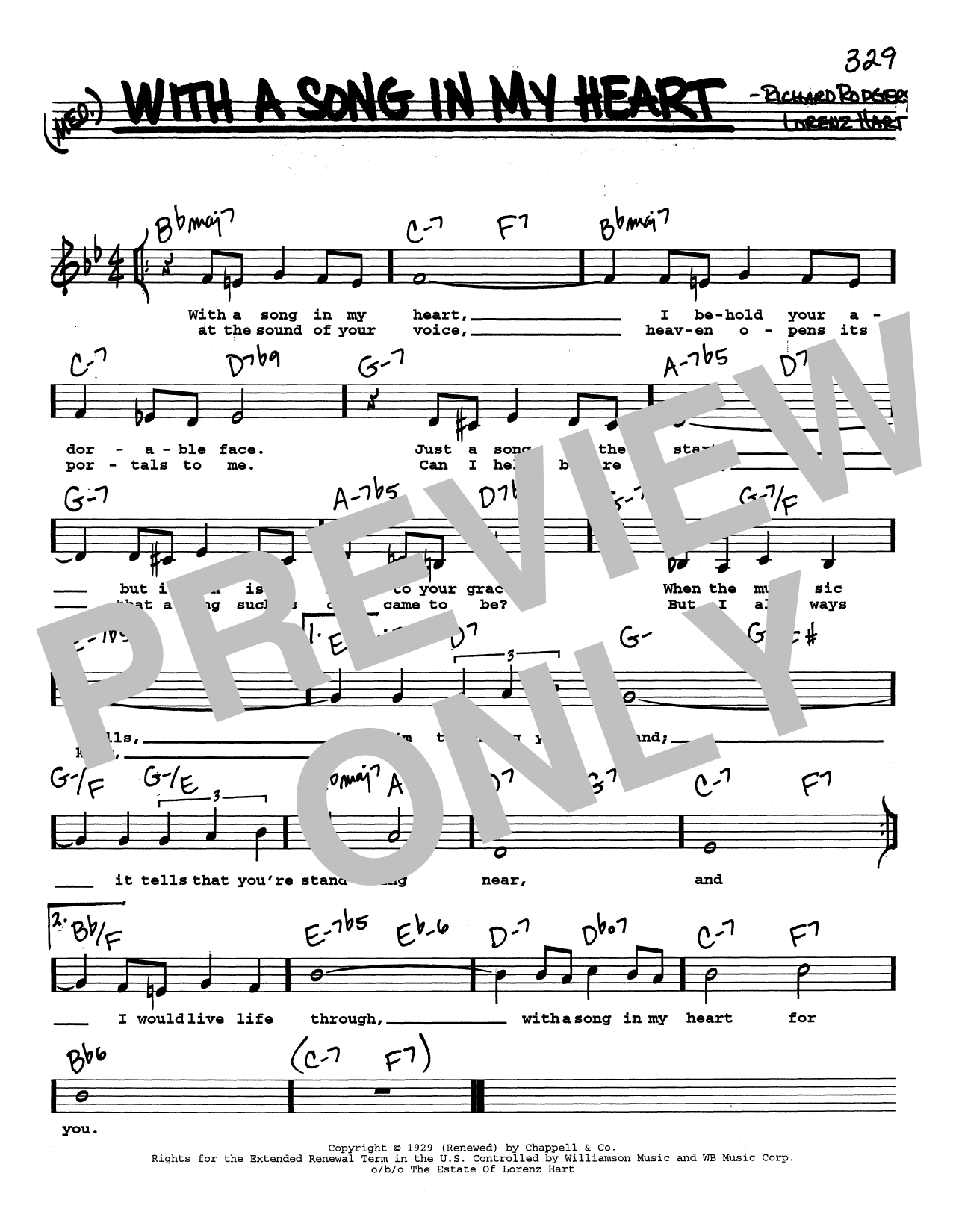 Rodgers & Hart With A Song In My Heart (Low Voice) Sheet Music Notes & Chords for Real Book – Melody, Lyrics & Chords - Download or Print PDF