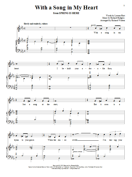 Rodgers & Hart With A Song In My Heart Sheet Music Notes & Chords for Piano, Vocal & Guitar (Right-Hand Melody) - Download or Print PDF