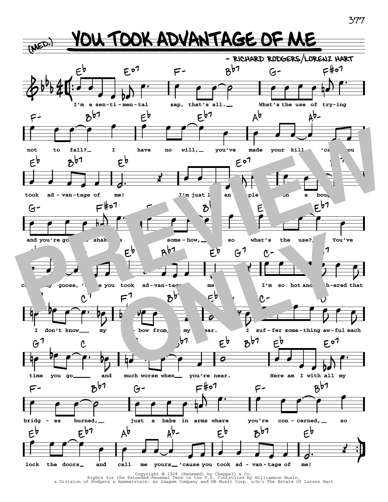 Rodgers & Hart You Took Advantage Of Me (arr. Robert Rawlins) Sheet Music Notes & Chords for Real Book – Melody, Lyrics & Chords - Download or Print PDF