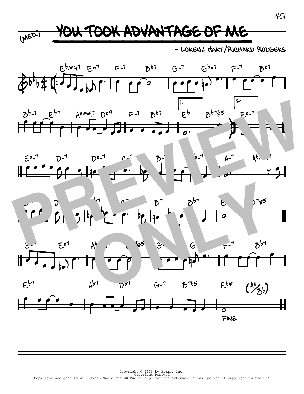 Rodgers & Hart You Took Advantage Of Me [Reharmonized version] (arr. Jack Grassel) Sheet Music Notes & Chords for Real Book – Melody & Chords - Download or Print PDF