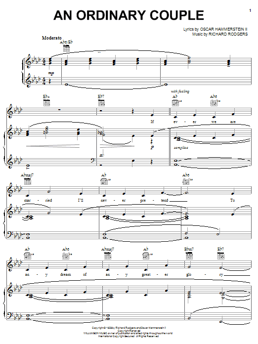 Hammerstein, Rodgers & An Ordinary Couple Sheet Music Notes & Chords for Piano, Vocal & Guitar (Right-Hand Melody) - Download or Print PDF Hammerstein, Rodgers & An Ordinary Couple Sheet Music Notes & Chords for Piano, Vocal & Guitar (Right-Hand Melody) - Download or Print PDF