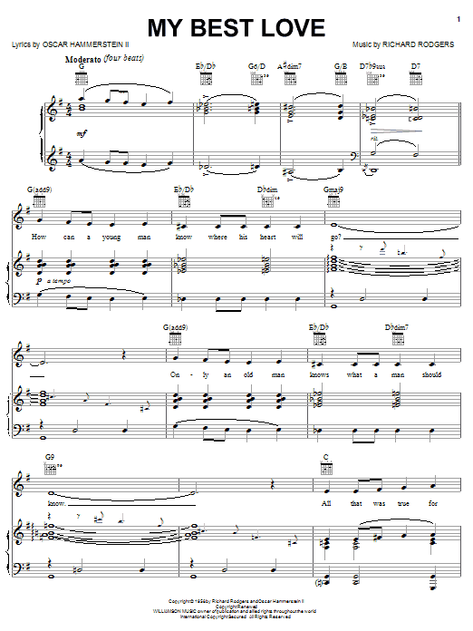 Hammerstein, Rodgers & My Best Love Sheet Music Notes & Chords for Piano, Vocal & Guitar (Right-Hand Melody) - Download or Print PDF Hammerstein, Rodgers & My Best Love Sheet Music Notes & Chords for Piano, Vocal & Guitar (Right-Hand Melody) - Download or Print PDF