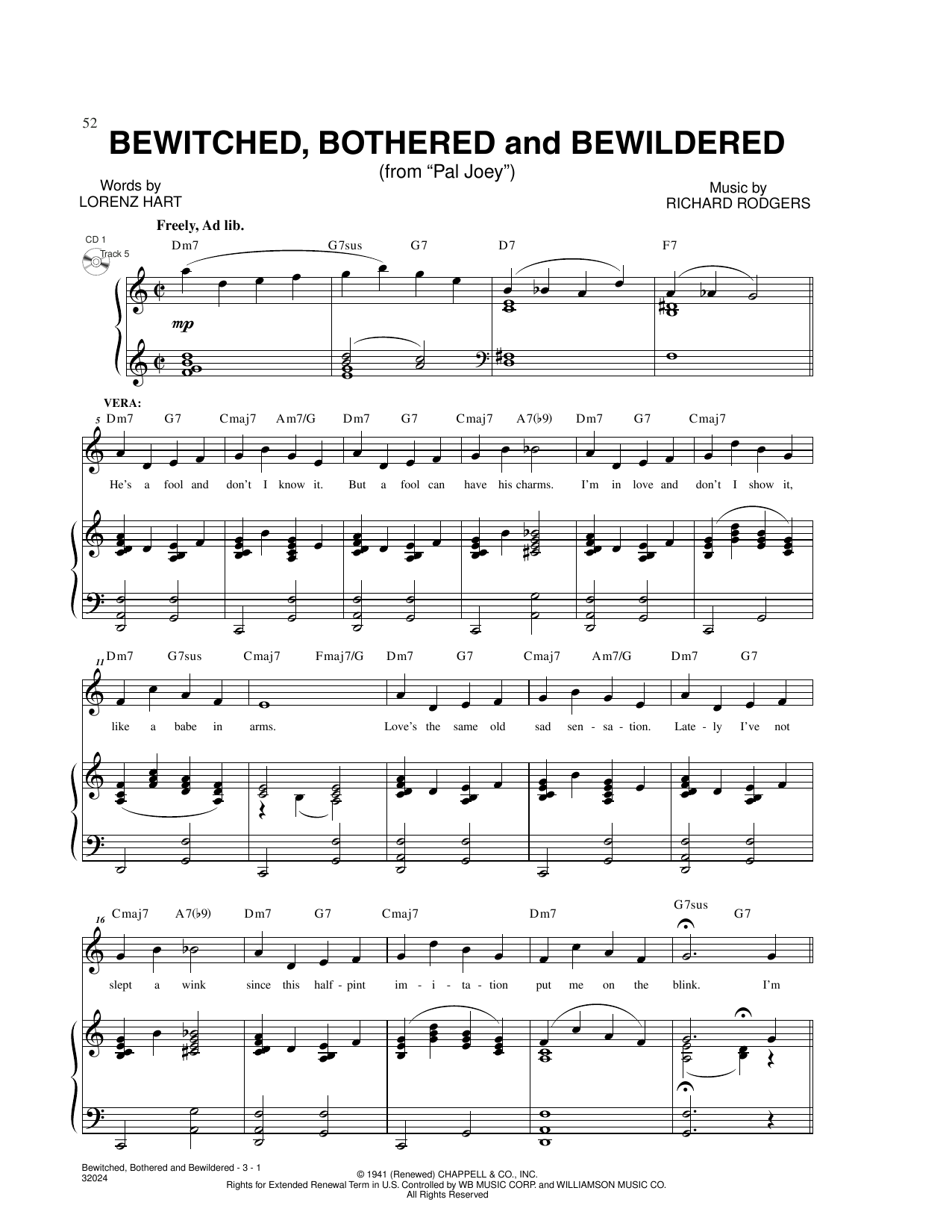 Rodgers & Hart Bewitched (from Pal Joey) Sheet Music Notes & Chords for Piano & Vocal - Download or Print PDF