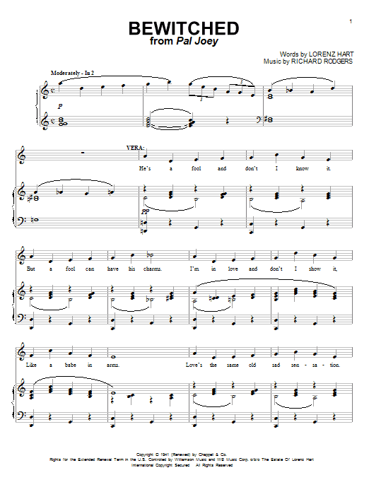 Rodgers & Hart Bewitched Sheet Music Notes & Chords for Melody Line, Lyrics & Chords - Download or Print PDF