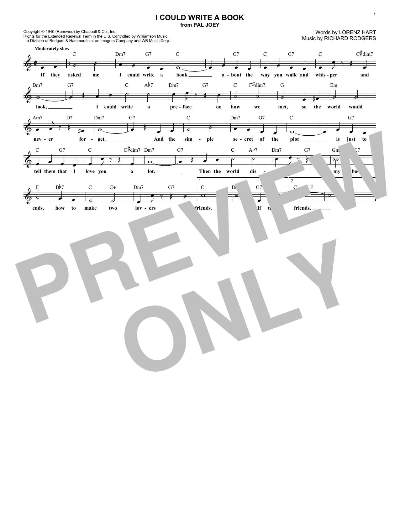 Richard Rodgers I Could Write A Book Sheet Music Notes & Chords for Melody Line, Lyrics & Chords - Download or Print PDF