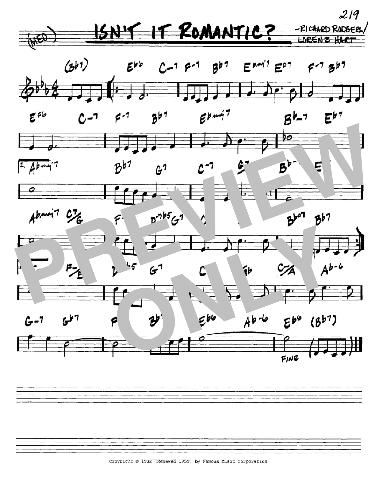 Rodgers & Hart Isn't It Romantic? Sheet Music Notes & Chords for Real Book - Melody & Chords - C Instruments - Download or Print PDF