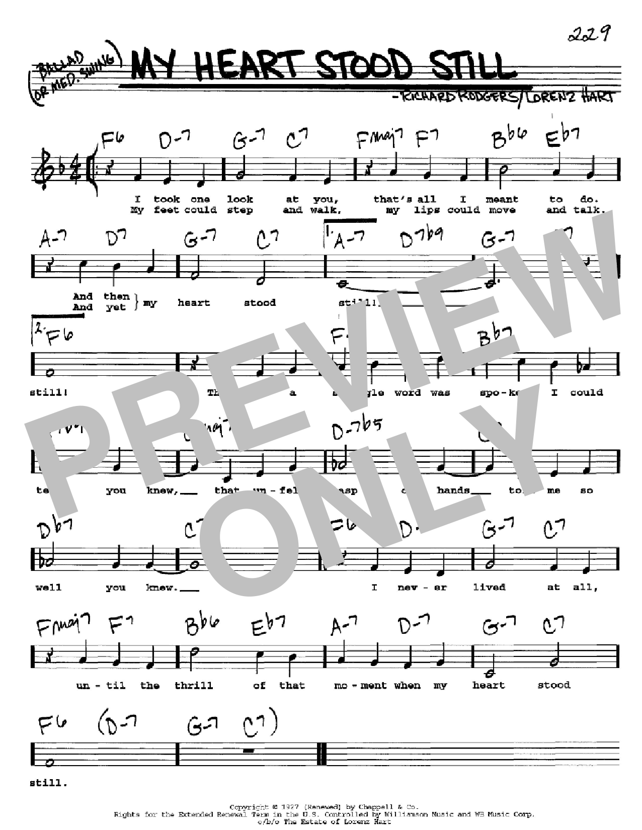 Rodgers & Hart My Heart Stood Still Sheet Music Notes & Chords for Real Book - Melody, Lyrics & Chords - C Instruments - Download or Print PDF