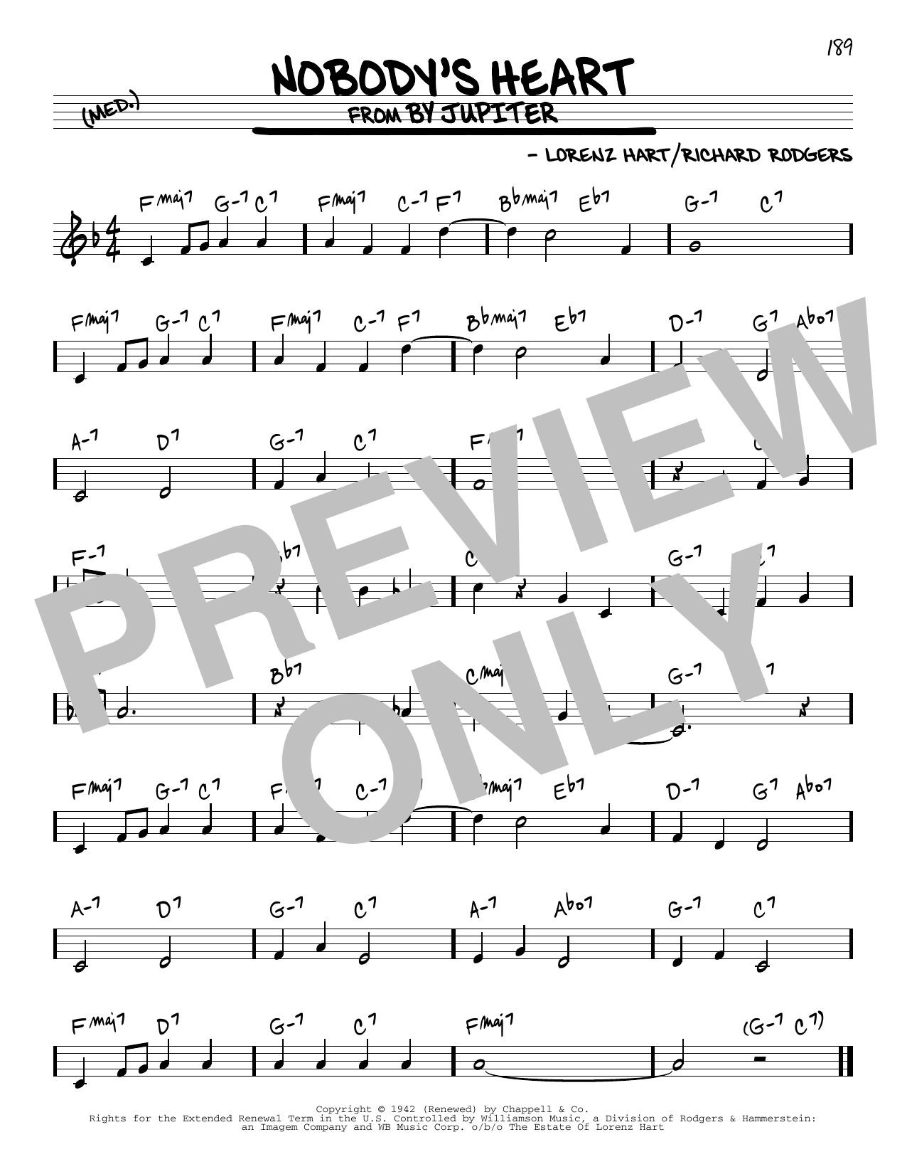 Rodgers & Hart Nobody's Heart Sheet Music Notes & Chords for Real Book – Melody & Chords - Download or Print PDF