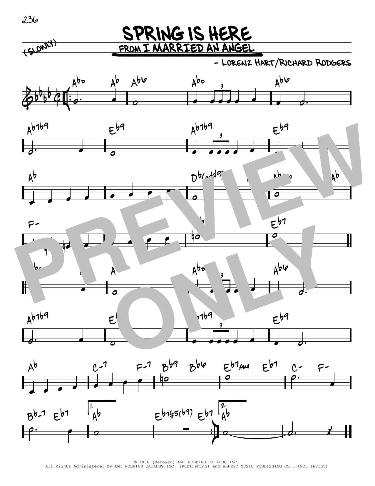 Rodgers & Hart Spring Is Here Sheet Music Notes & Chords for Real Book – Melody & Chords - Download or Print PDF