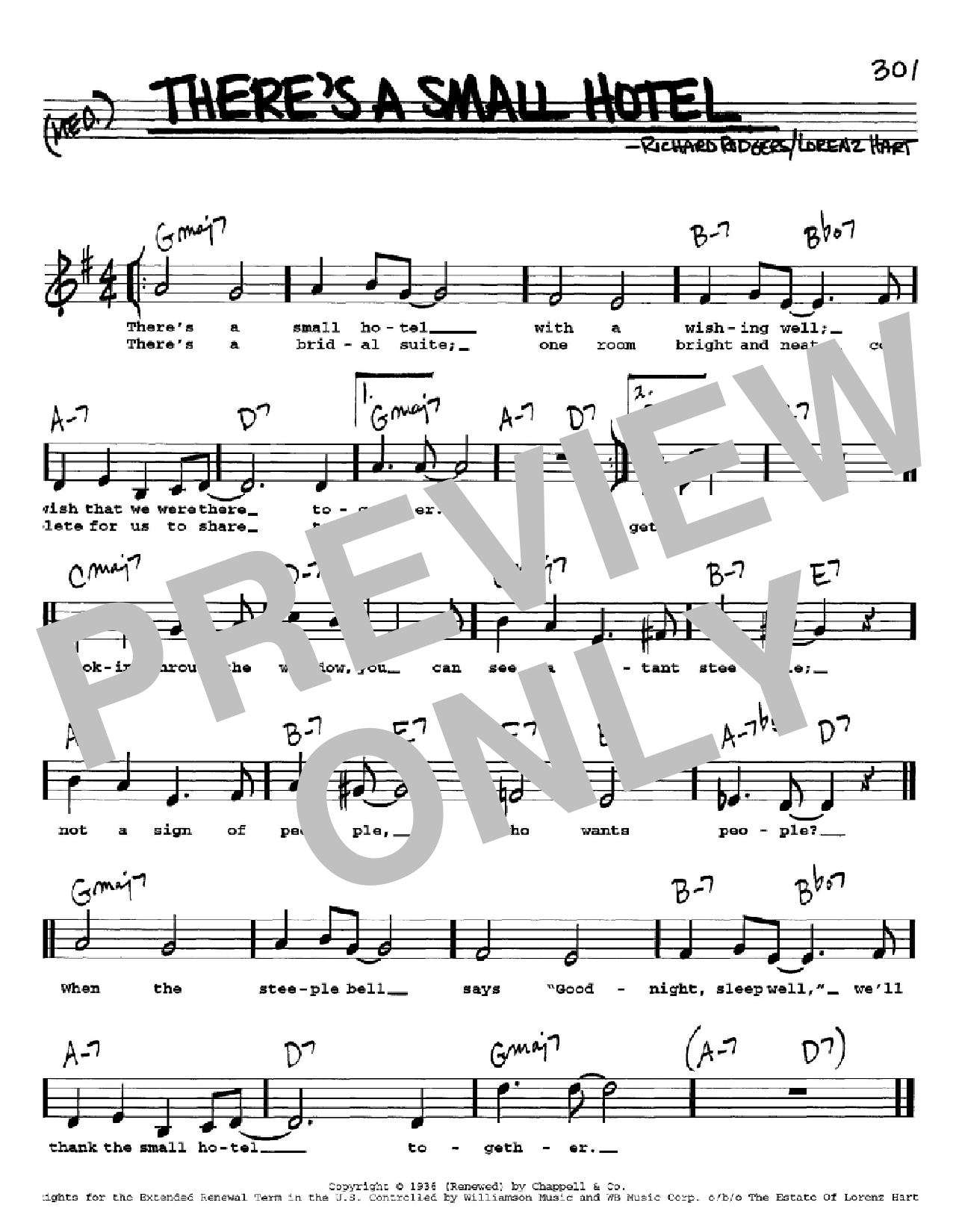 Rodgers & Hart There's A Small Hotel Sheet Music Notes & Chords for Real Book - Melody, Lyrics & Chords - C Instruments - Download or Print PDF