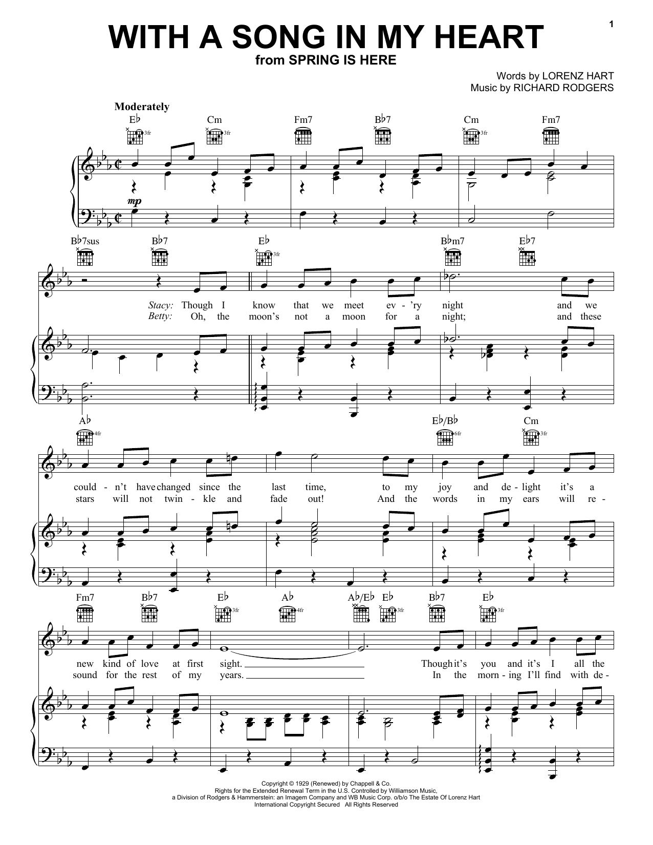 Rodgers & Hart With A Song In My Heart Sheet Music Notes & Chords for Piano, Vocal & Guitar (Right-Hand Melody) - Download or Print PDF