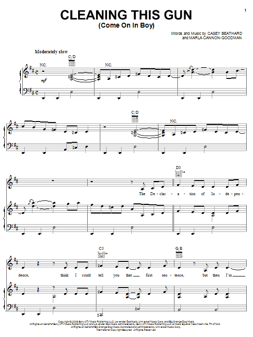 Rodney Atkins Cleaning This Gun (Come On In Boy) Sheet Music Notes & Chords for Piano, Vocal & Guitar (Right-Hand Melody) - Download or Print PDF