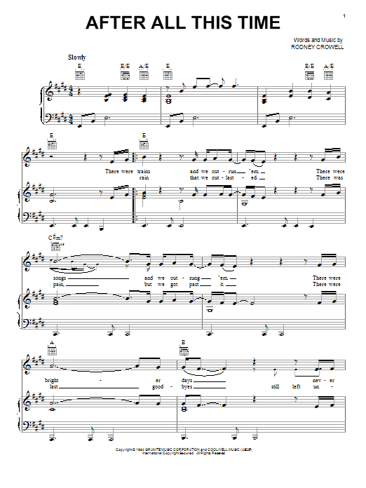 Rodney Crowell After All This Time Sheet Music Notes & Chords for Piano, Vocal & Guitar (Right-Hand Melody) - Download or Print PDF