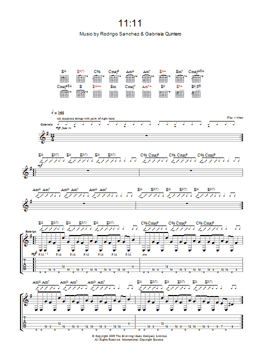 Rodrigo y Gabriela 11:11 Sheet Music Notes & Chords for Guitar Tab - Download or Print PDF