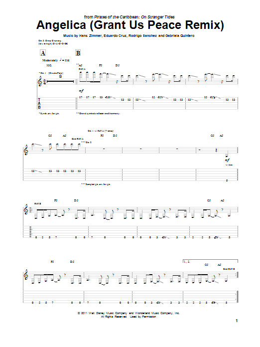 Rodrigo y Gabriela Angelica (Grant Us Peace Remix) Sheet Music Notes & Chords for Guitar Tab - Download or Print PDF
