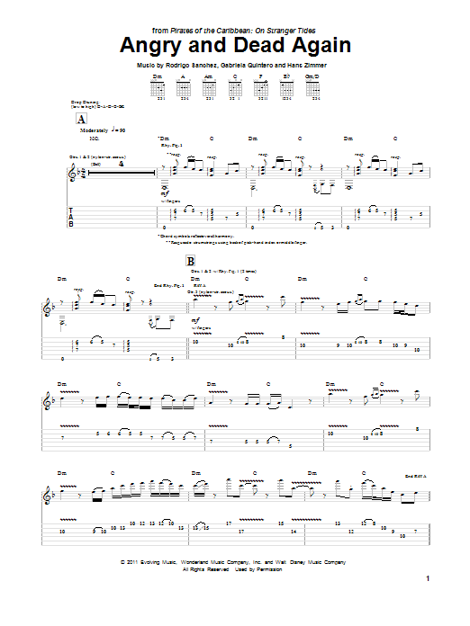 Rodrigo y Gabriela Angry And Dead Again Sheet Music Notes & Chords for Guitar Tab - Download or Print PDF