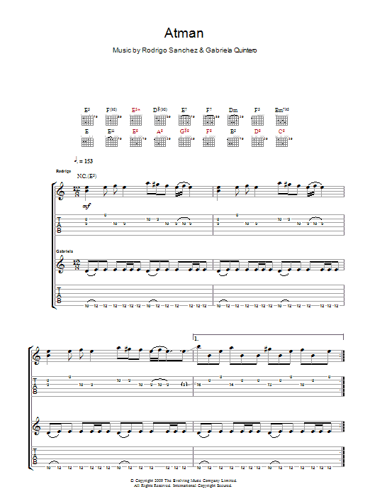 Rodrigo y Gabriela Atman Sheet Music Notes & Chords for Guitar Tab - Download or Print PDF