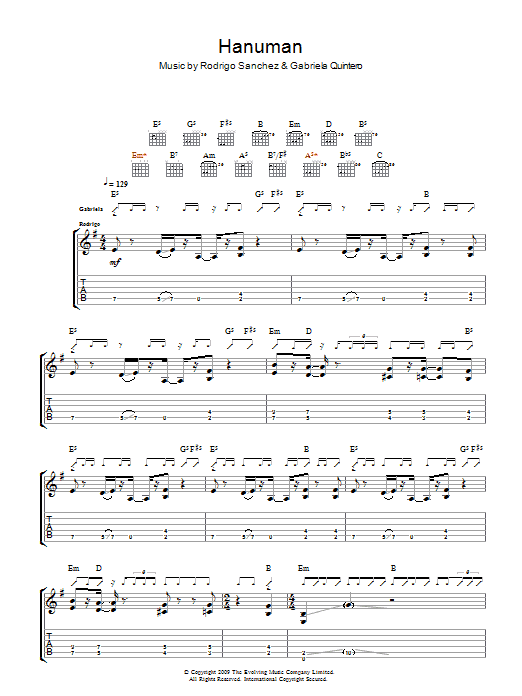 Rodrigo y Gabriela Hanuman Sheet Music Notes & Chords for Piano - Download or Print PDF