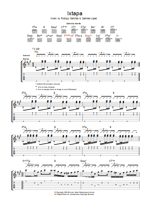 Rodrigo y Gabriela Ixtapa Sheet Music Notes & Chords for Guitar Tab - Download or Print PDF