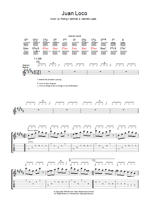 Rodrigo y Gabriela Juan Loco Sheet Music Notes & Chords for Guitar Tab - Download or Print PDF