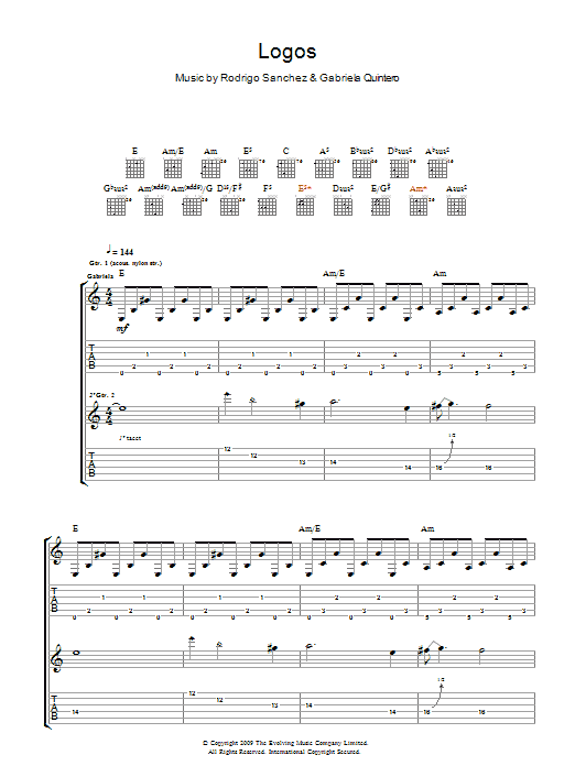 Rodrigo y Gabriela Logos Sheet Music Notes & Chords for Guitar Tab - Download or Print PDF