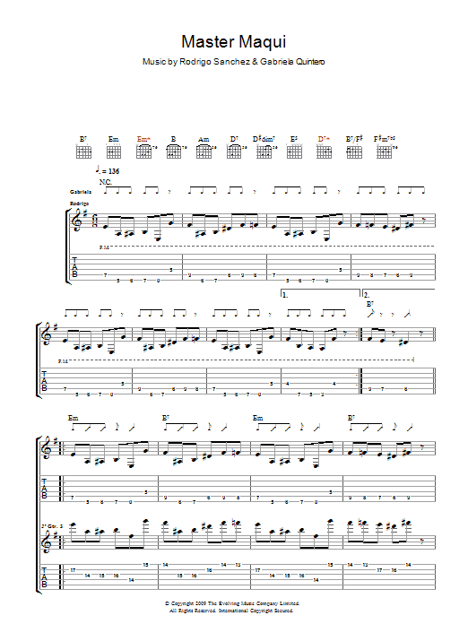 Rodrigo y Gabriela Master Maqui Sheet Music Notes & Chords for Guitar Tab - Download or Print PDF