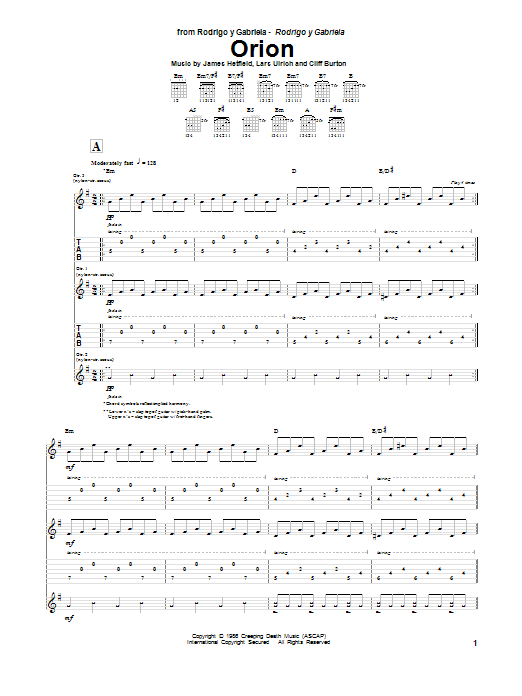 Rodrigo y Gabriela Orion Sheet Music Notes & Chords for Guitar Tab - Download or Print PDF