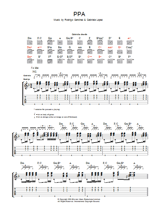 Rodrigo y Gabriela PPA Sheet Music Notes & Chords for Guitar Tab - Download or Print PDF