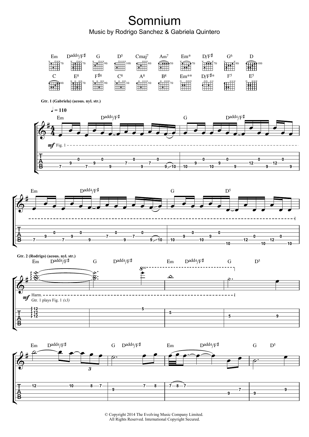 Rodrigo y Gabriela Somnium Sheet Music Notes & Chords for Guitar Tab - Download or Print PDF