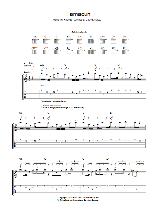 Rodrigo y Gabriela Tamacun Sheet Music Notes & Chords for Guitar Tab - Download or Print PDF