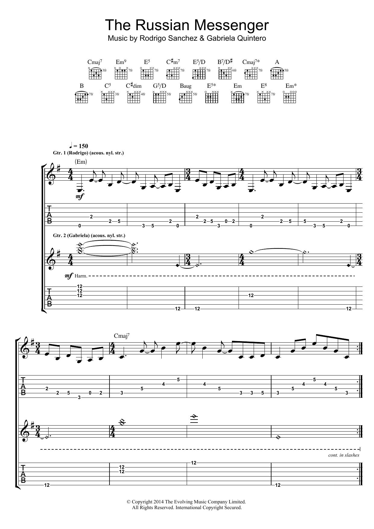 Rodrigo y Gabriela The Russian Messenger Sheet Music Notes & Chords for Guitar Tab - Download or Print PDF