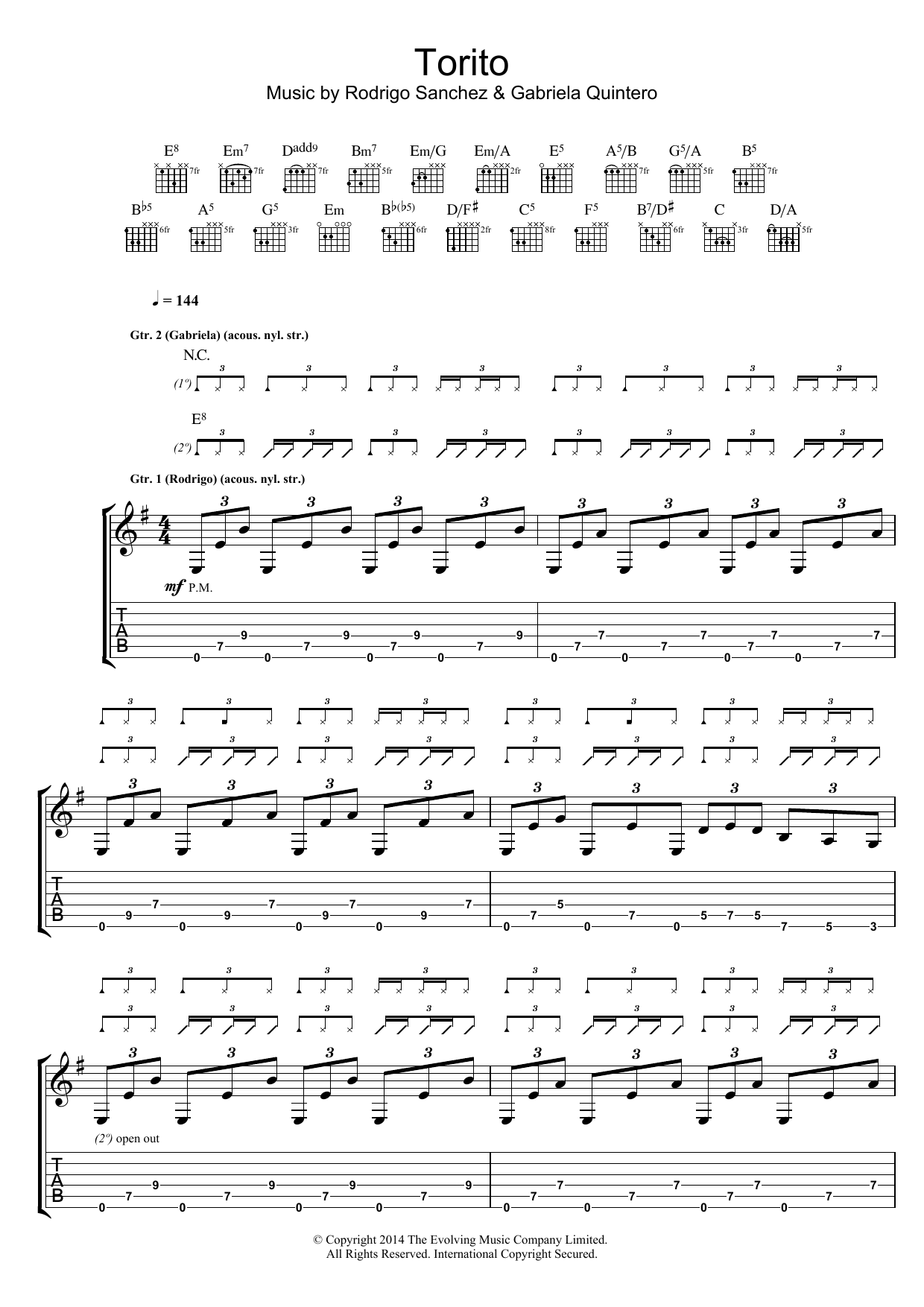 Rodrigo y Gabriela Torito Sheet Music Notes & Chords for Guitar Tab - Download or Print PDF