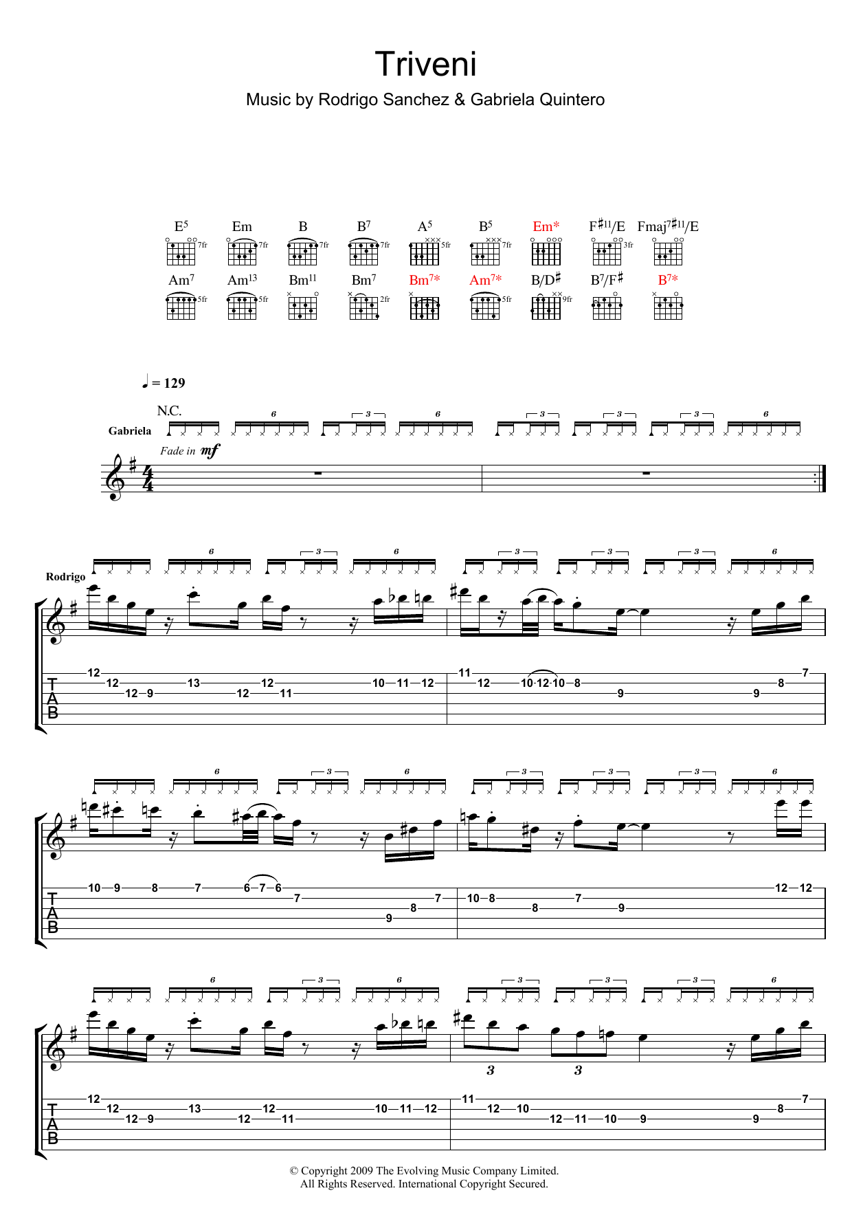 Rodrigo y Gabriela Triveni Sheet Music Notes & Chords for Guitar Tab - Download or Print PDF