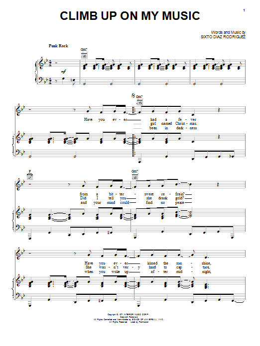 Rodriguez Climb Up On My Music Sheet Music Notes & Chords for Piano, Vocal & Guitar (Right-Hand Melody) - Download or Print PDF