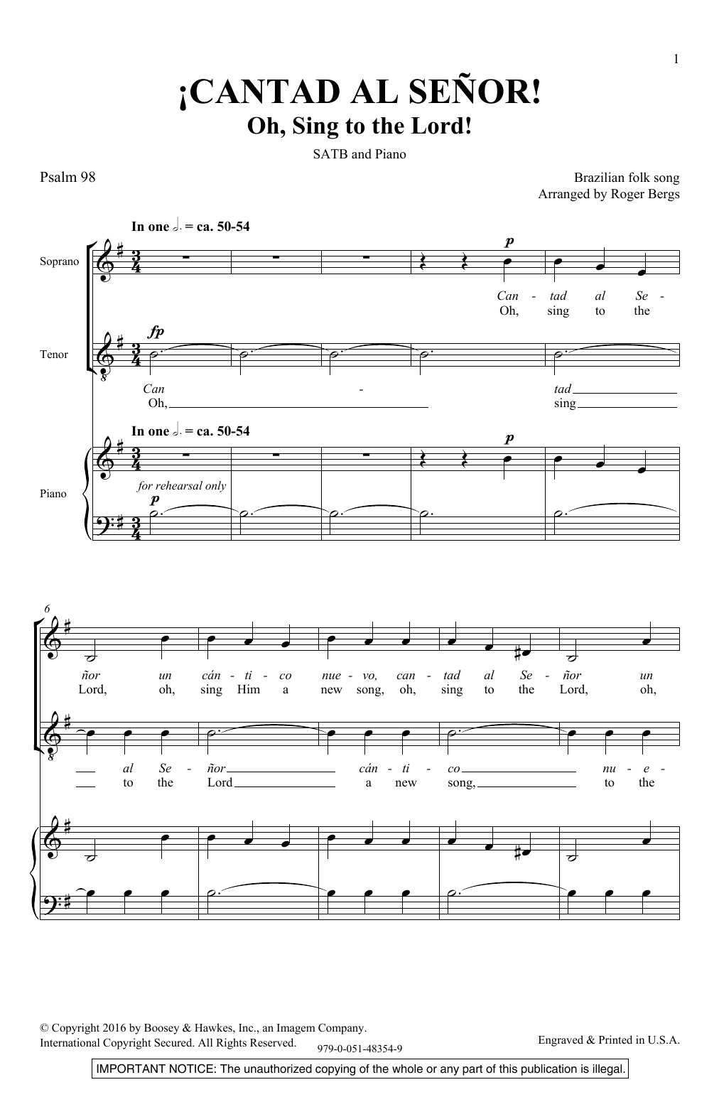 Roger Bergs Cantad Al Senor Sheet Music Notes & Chords for SATB - Download or Print PDF
