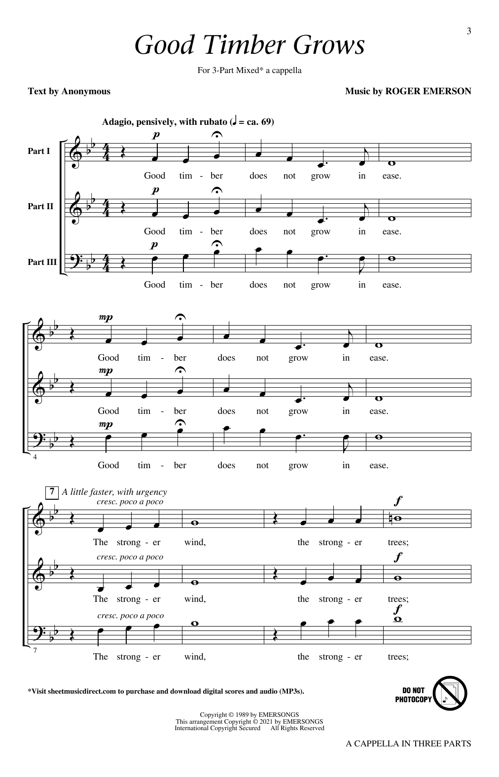 Roger Emerson A Cappella in Three Parts (Concert Collection) Sheet Music Notes & Chords for 3-Part Mixed Choir - Download or Print PDF