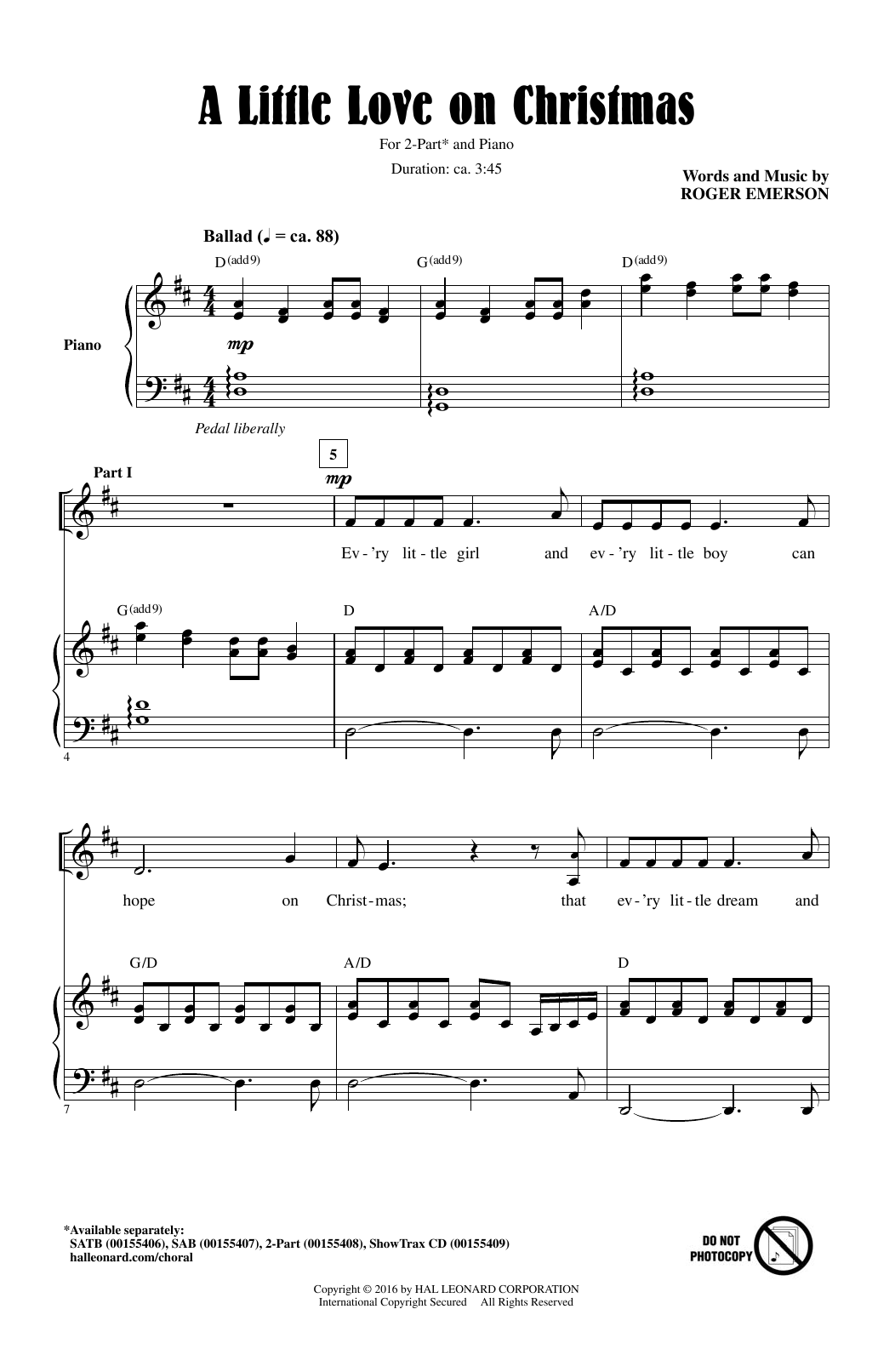 Roger Emerson A Little Love On Christmas Sheet Music Notes & Chords for SATB - Download or Print PDF