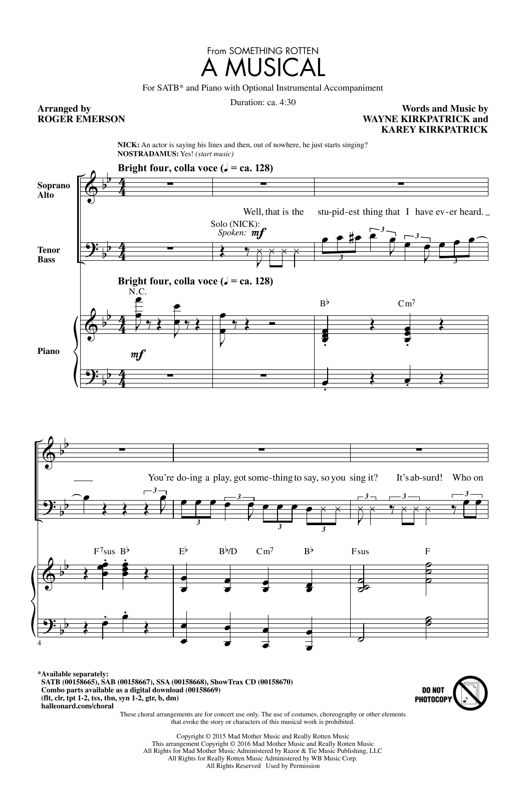 Roger Emerson A Musical (from Something Rotten) Sheet Music Notes & Chords for SSA - Download or Print PDF
