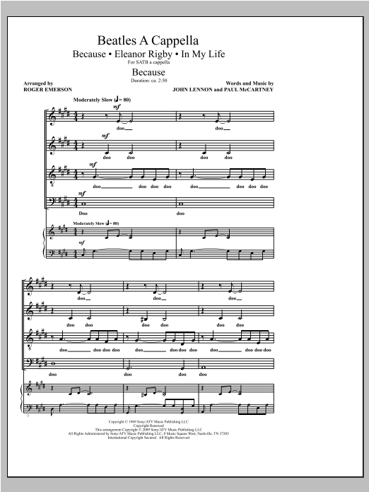 The Beatles Beatles A Cappella (arr. Roger Emerson) Sheet Music Notes & Chords for SATB - Download or Print PDF