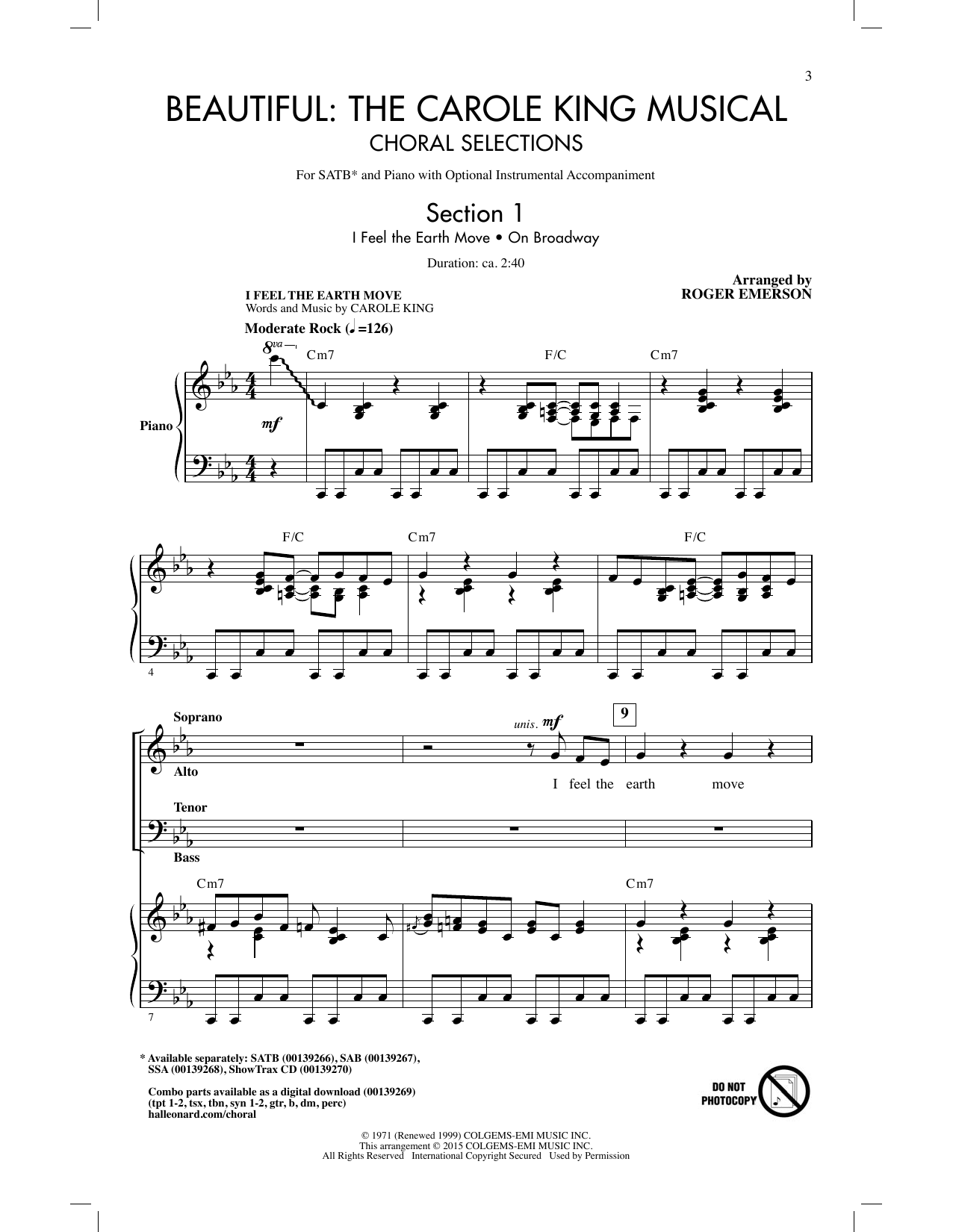 Roger Emerson Beautiful: The Carole King Musical (Choral Selections) (arr. Roger Emerson) Sheet Music Notes & Chords for SATB - Download or Print PDF