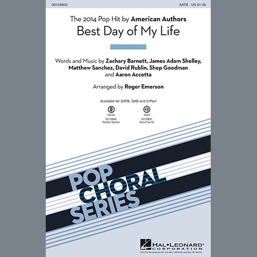 American Authors, Best Day Of My Life (arr. Roger Emerson), 2-Part Choir