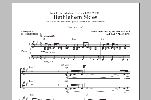 Dara Maclean Bethlehem Skies (arr. Roger Emerson) Sheet Music Notes & Chords for 2-Part Choir - Download or Print PDF