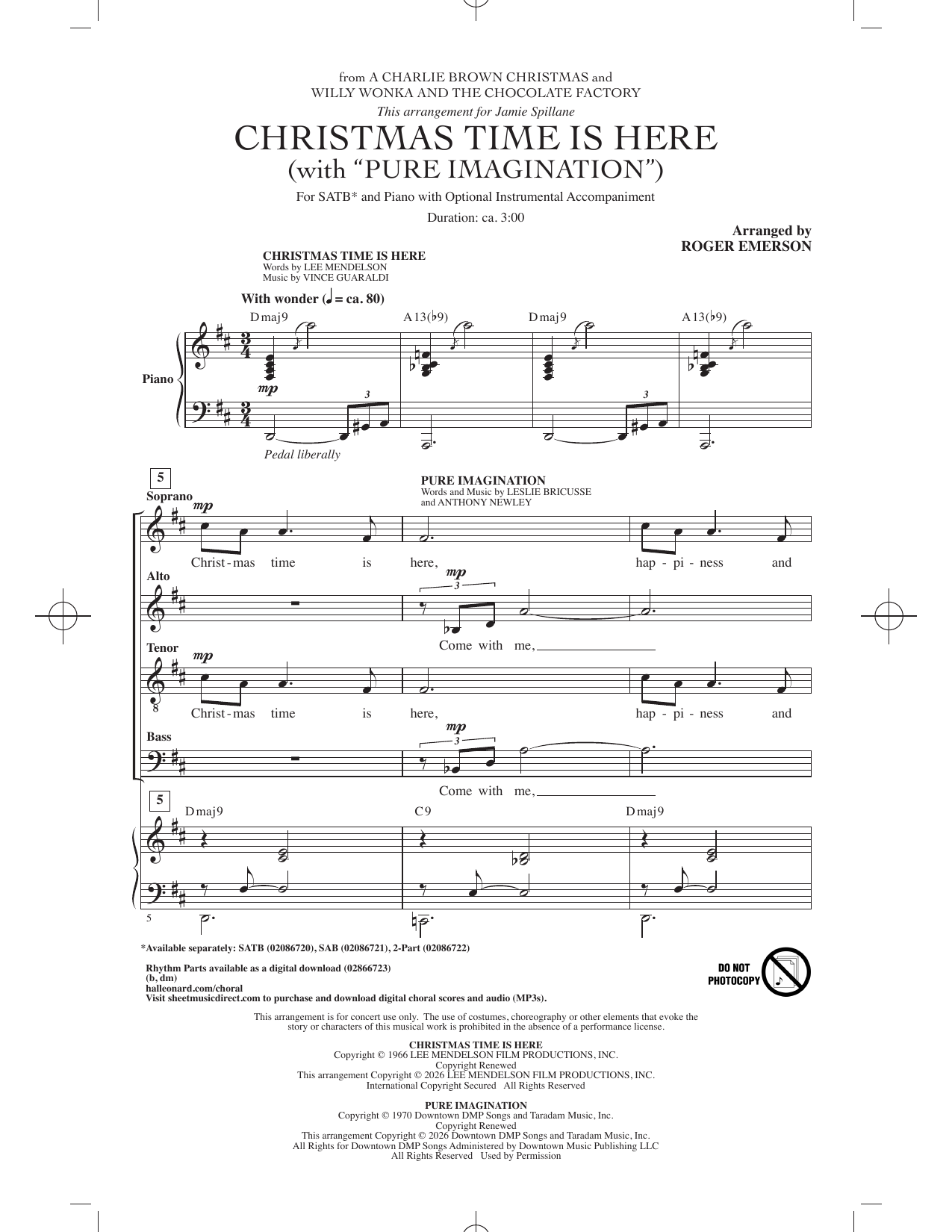 Lee Mendelson Christmas Time Is Here (arr. Roger Emerson) Sheet Music Notes & Chords for SATB Choir - Download or Print PDF