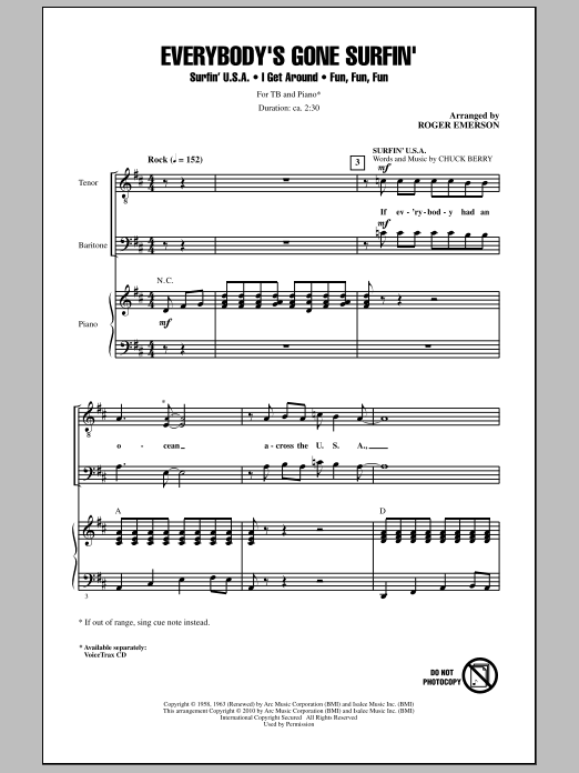 Roger Emerson Everybody's Gone Surfin' Sheet Music Notes & Chords for TB - Download or Print PDF