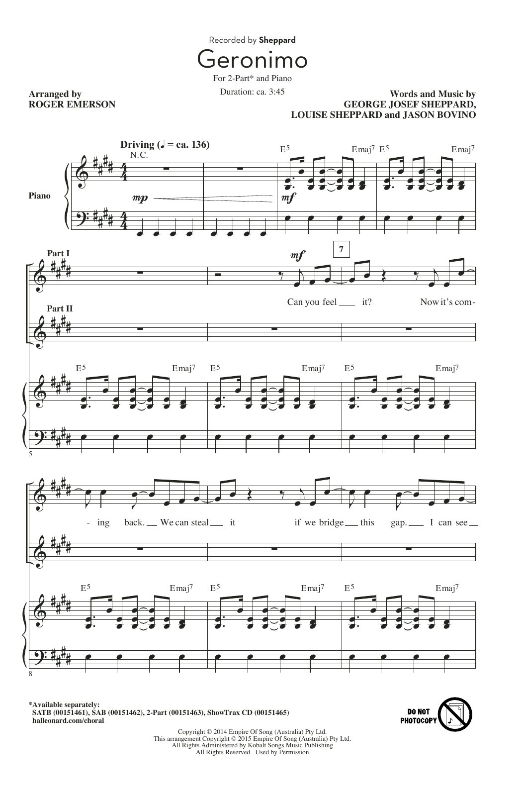 Sheppard Geronimo (arr. Roger Emerson) Sheet Music Notes & Chords for 2-Part Choir - Download or Print PDF