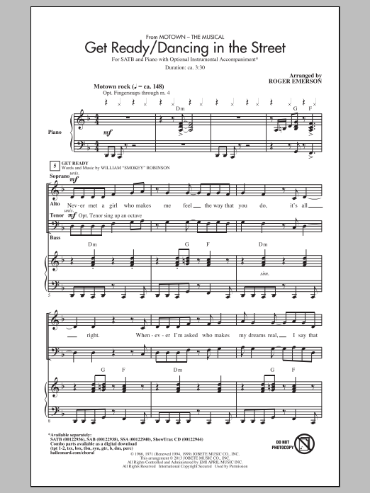 Roger Emerson Get Ready/Dancing In The Street (from Motown The Musical) Sheet Music Notes & Chords for SSA - Download or Print PDF
