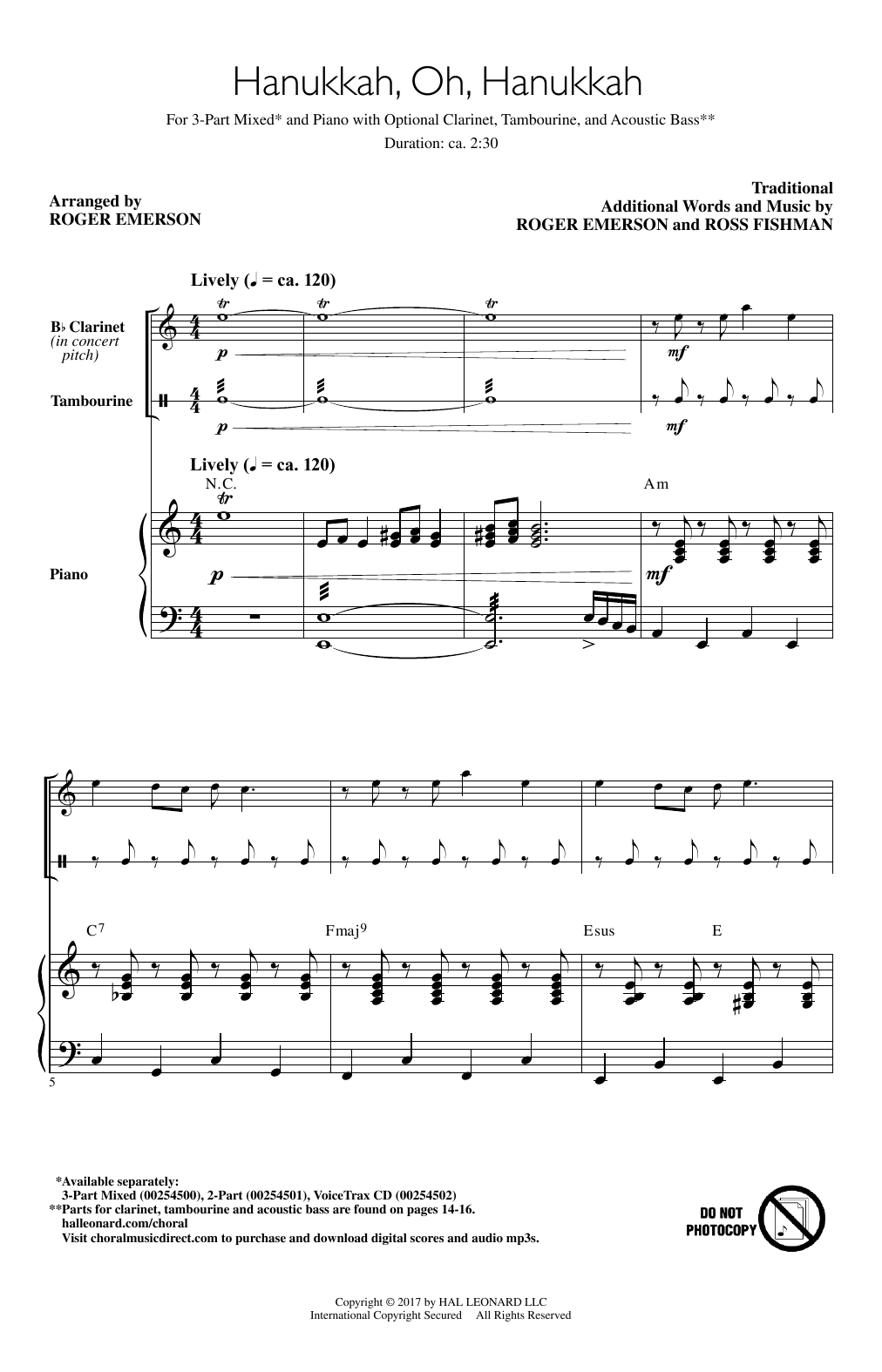 Roger Emerson Hanukkah, Oh, Hanukkah Sheet Music Notes & Chords for 2-Part Choir - Download or Print PDF